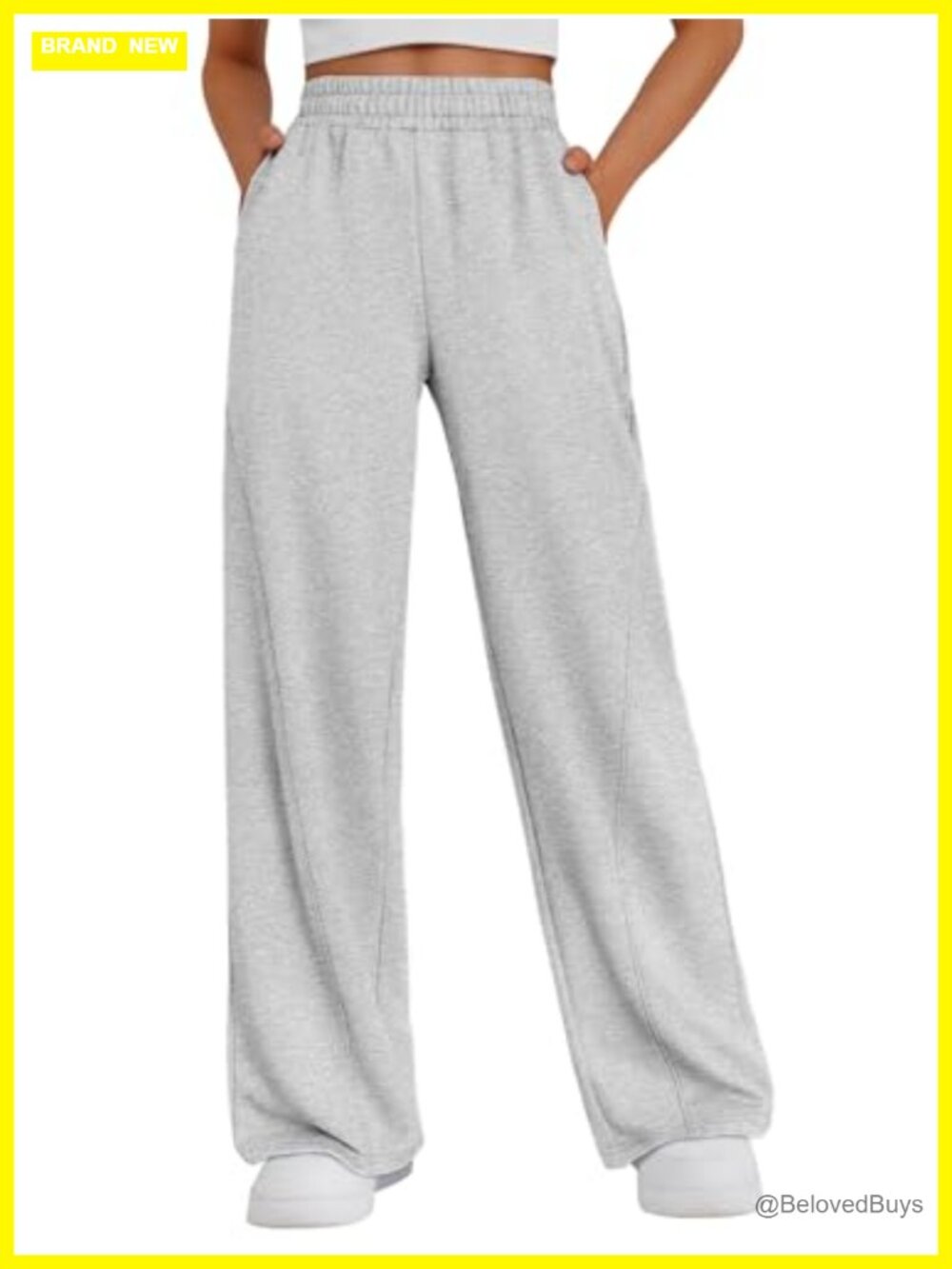 Wide Leg Sweatpants High Waisted Baggy Joggers Pull On Pockets